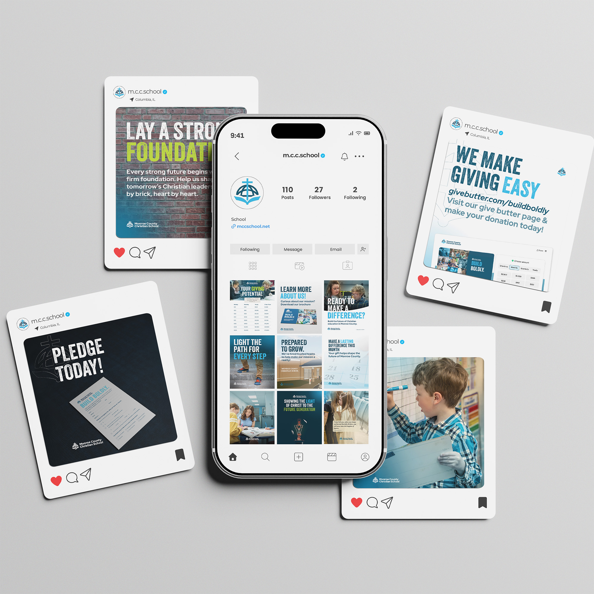 Social Media Posts for Monroe County Christian School Build Boldly Campaign